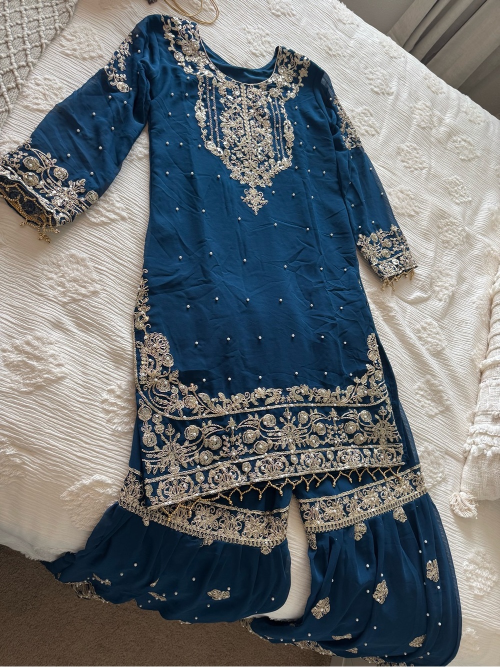 Blue Gharara Salwar Kameez